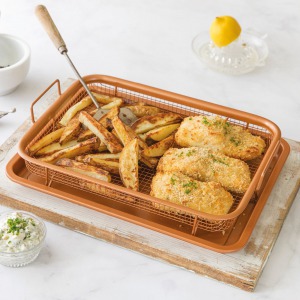 Crispy Tray réz sütőtálca ráccsal