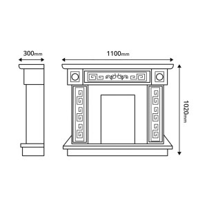 Kandallókészlet Versailles gold & Cris, Art Flame, 1020x1100x300 mm, 1500 W