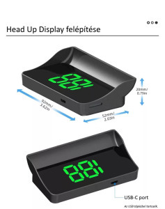 Univerzális Head Up Display, sebesség kivetítés szélvédőre, USB csatlakozás