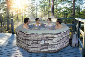 Avenli felfújható jakuzzi Vermont szürke tégla mintás 195x195x70cm (17654EUV32)