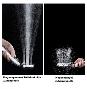 Magasnyomású többfunkciós zuhanyrózsa ezüst