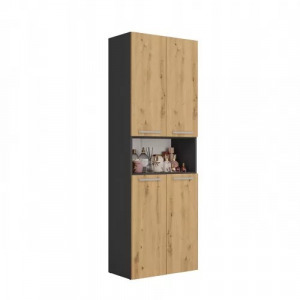 Riano MIX 1K DK fürdőszoba szekrény, 60x174x30 cm, antracit-tölgy