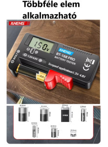 Aneng BT-168 digitális elemteszter, ceruzaelem 1,2~4,8V, gombelem, hasáb 9V