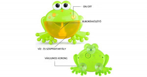 Zenélő béka szappanbuborékokkal