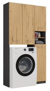 Riano MIX Marpol DD fürdőszoba szekrény, 96x180x30 cm, antracit-tölgy