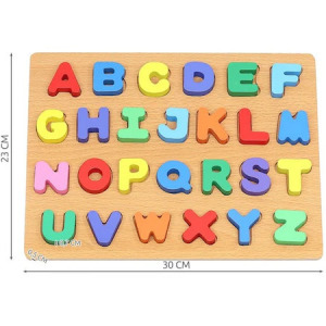 Színes fából készült ABC puzzle készségfejlesztő játék
