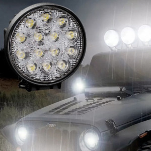Szupererős autós kerek LED reflektor munkalámpa, 42 W, 12/24 V