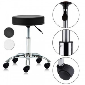 Gurulós kozmetikai szék állítható magassággal, fekete