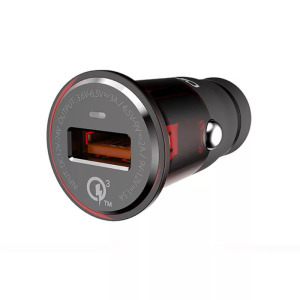 Ldnio szivargyújtó USB töltő, 1xUSB, Quick Charge 3.0, 5V/3A, barna/szürke