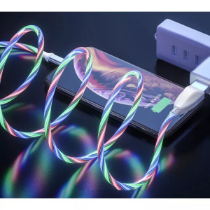 Adat- és töltőkábel, Lightning/USB, villogó fénnyel, 2A, 1 méter