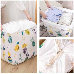 Nagy kapacitású összehajtható ruhatároló fülekkel, húzózsinórral eper