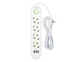 Blow hálózati hosszabbító kábel - 4 aljzat + 3xusb, 5 m, fehér, 2x1mm