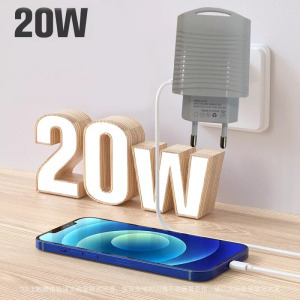 Hálózati töltő adapter KF-02, 20W, gyorstöltés,1xUSB 1xUSB-C, fehér
