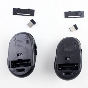 Vezeték nélküli optikai egér USB adapterrel, 1200 dpi, fekete