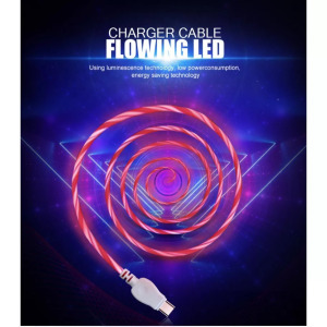 Adat- és töltőkábel, Lightning/USB, villogó fénnyel, 2A, 1 méter, pink