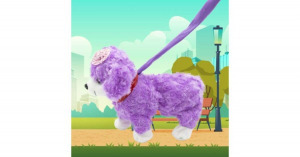 Pórázzal vezethető kutyus, lila színben