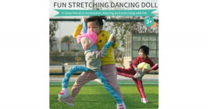 Meghosszabbítható, textil baba, rögzíthető lábakkal, talpán gumis, marionett típusú, 70-105cm