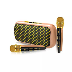 Bluetooth hangszóró, USB, MicroSD olvasó, 2db mikrofonnal, arany színű