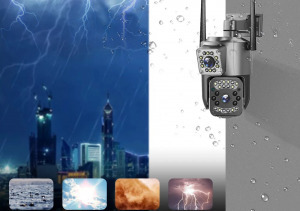 Kettős objektívvel ellátott kültéri biztonsági IP kamera 10X zoommal- 2x2 MP, 4G