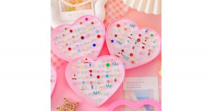 Hercegnős gyűrű szett, szív dobozban, 36 db gyűrű