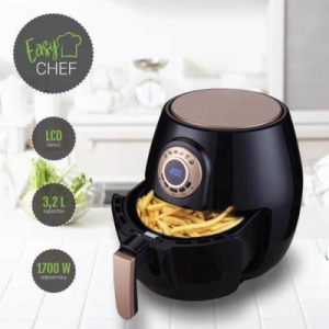EasyChef 1700W LCD kijelzős olaj nélküli forrólevegős fritőz 3.2 liter kapacitással