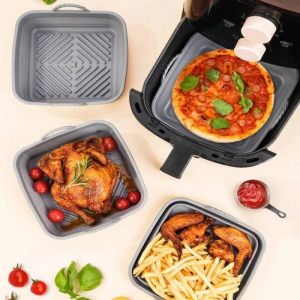 Összecsukható szilikon forma forrólevegős sütőhöz szürke kerek