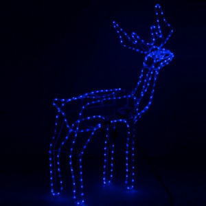 Led-es, világító, mozgó fejű karácsonyi rénszarvas 115 cm - kék