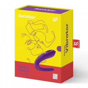 Satisfyer Double Classic - vízálló, akkus párvibrátor (lila)