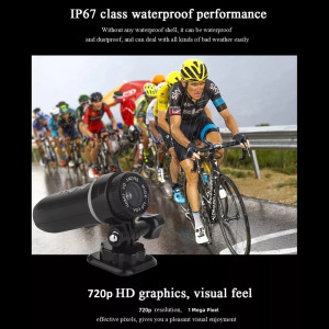 Motoros/Kerékpáros menetrögzítő kamera, IP67, 720p HD, éjszakai mód, fekete