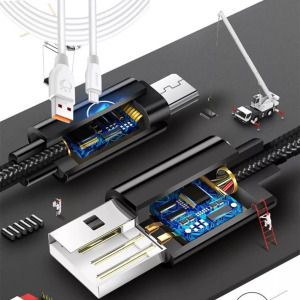 Adat- és töltőkábel K196, 300cm, Lightning/USB, 2.1A gyorstöltés, fehér