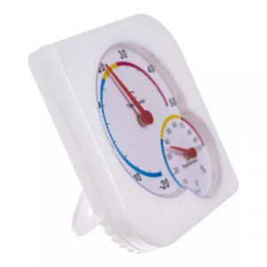 Analóg hőmérő / higrométer, -20 és +50°c között, 7,5x1,3 cm, fehér
