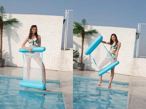 Felfújható hálós matrac pumpával kék