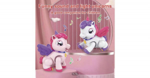 Elemmel működtethető, álomszerű egyszarvú játék fénnyel és zenével gyermekeknek