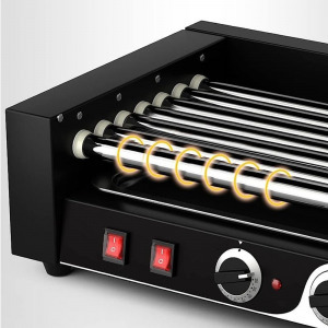 Görgős virsli sütő-melegítő gép Hot Dog készítéshez