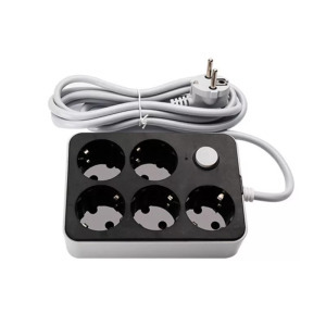 Hálózati hosszabbító elosztó, 5db földelt aljzat, 1.8m kábel, 10A 2500W