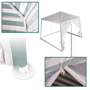 Nagyméretű kerti pavilon szúnyoghálóval - fehér, 3 x 3 m