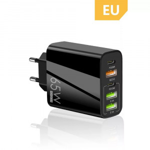 Hálózati töltő, 5 port, 65 W gyorstöltés, 3 x USB, 2 x Type-C