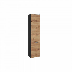 Riano MIX S43 fürdőszoba szekrény, 170x40x30 cm, antracit-tölgy