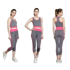 Jóga Fitness Wear karcsúsító sportruházat - pink-szürke