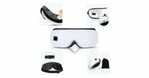 Szemmasszírozó készülék beépített, Bluetooth hangszóróval, vibrációs