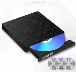 Külső DVD-író, USB-A/USB-C 3.0, 8x írás, CD DVD +/- RW, Plug&Play, fekete