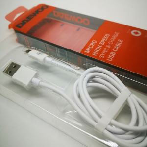 Daewoo microUSB kábel, 1 méter, fehér
