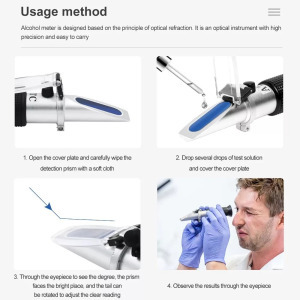 Hordozható alkoholfok refraktométer, pálinkafőzéshez, 0-80%, optikai mérő