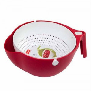 Praktikus gyümölcs mosó és tésztaszűrő kosár - Piros