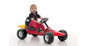 Pedálos gyermek gokart csomagtartóval és állítható üléssel -piros