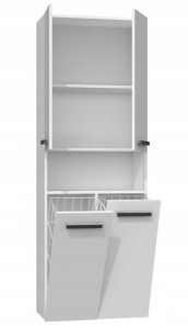 Thirassia 2K DK fürdőszoba szekrény, 60x174x30 cm, fényes fehér