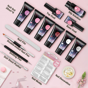 Glamador 6 színű gél köröm készlet 100 db műkörömmel