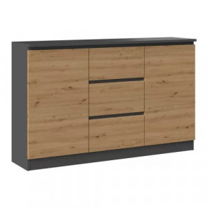 Riano MIX 2D3S komód, 120x75x30 cm, antracit-tölgy