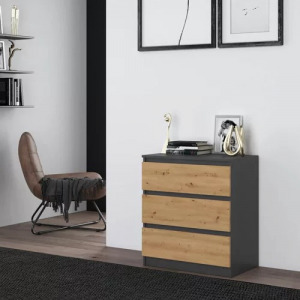 Riano MIX M3 fiókos szekrény, 70x77x40 cm, antracit-tölgy