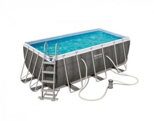 THASSOS szögletes fémvázas medence szett 412x201x122 cm